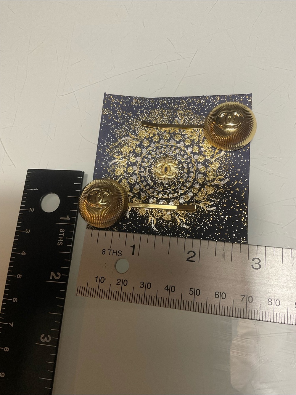 CHANEL Beaute Gold CC Button Hair Pins - Pair - Picture 8 of 10